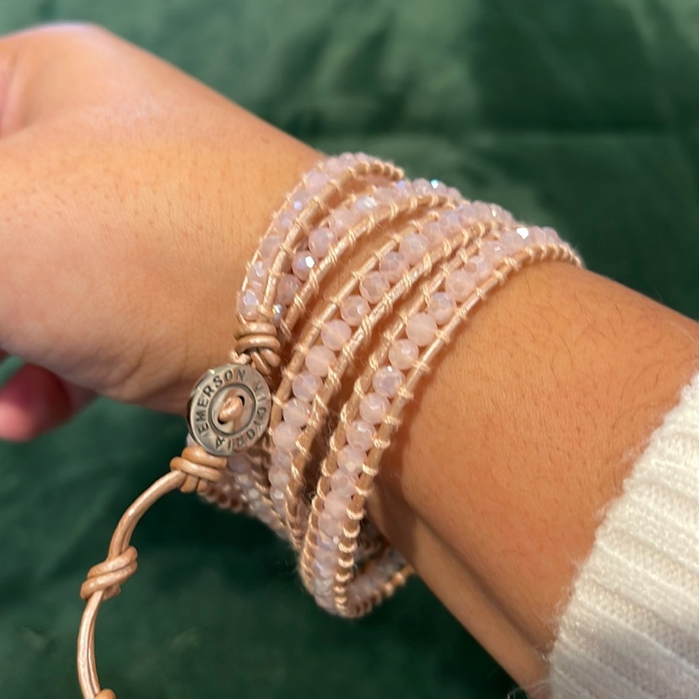 Victoria Emerson Pale Pink Beaded Wrap Bracelet